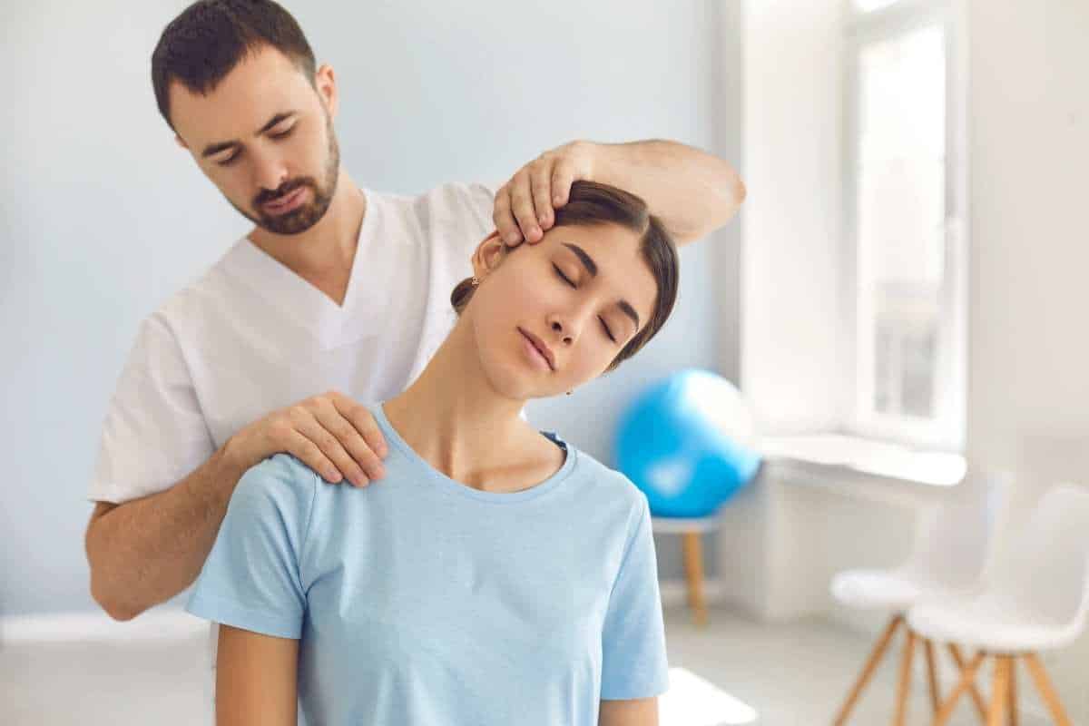 physical therapy for patient's injured neck