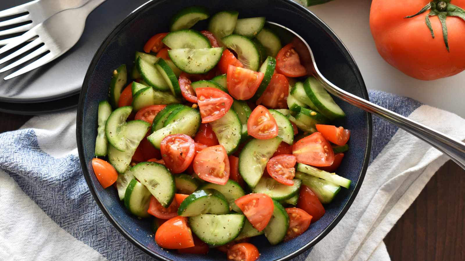 Cucumber Tomato and Avocado Salad