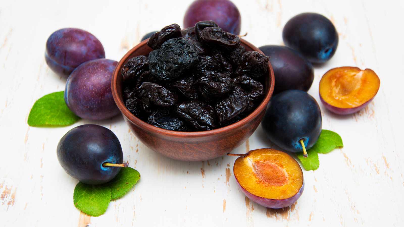 Dried prunes in a plate