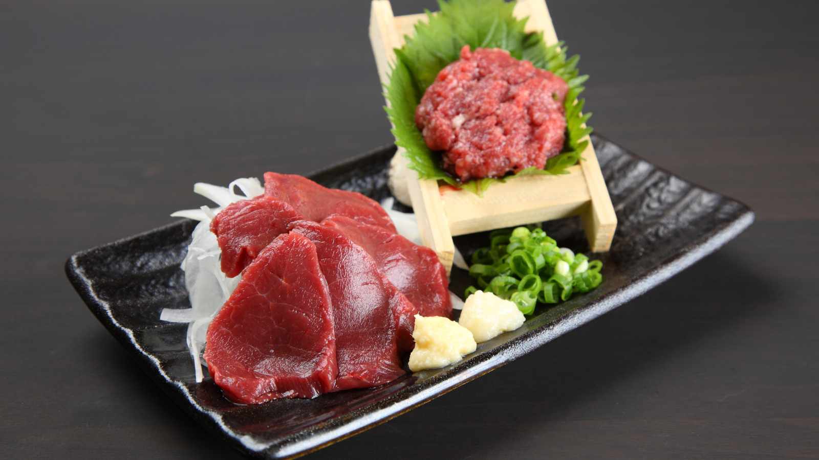Horse meat in plate