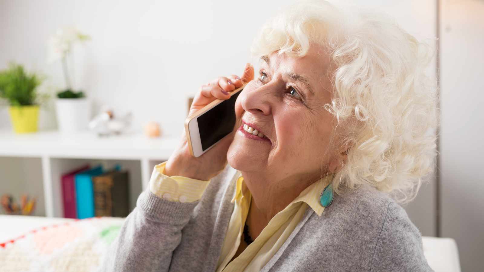 Old lady on a smart phone