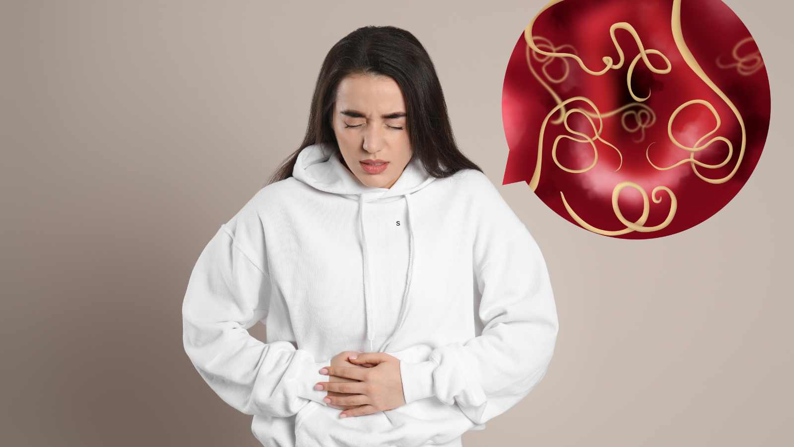 Woman with tapeworm