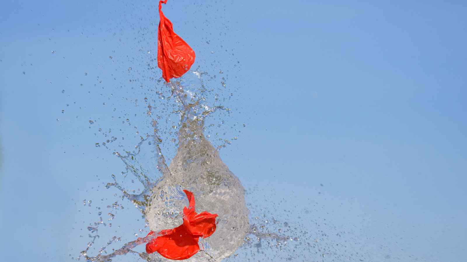 Burst balloon with water