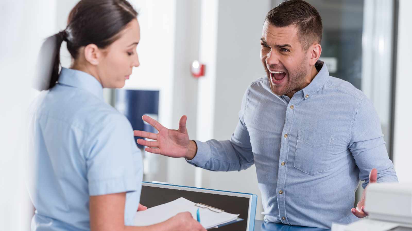 Man yelling at a nurse