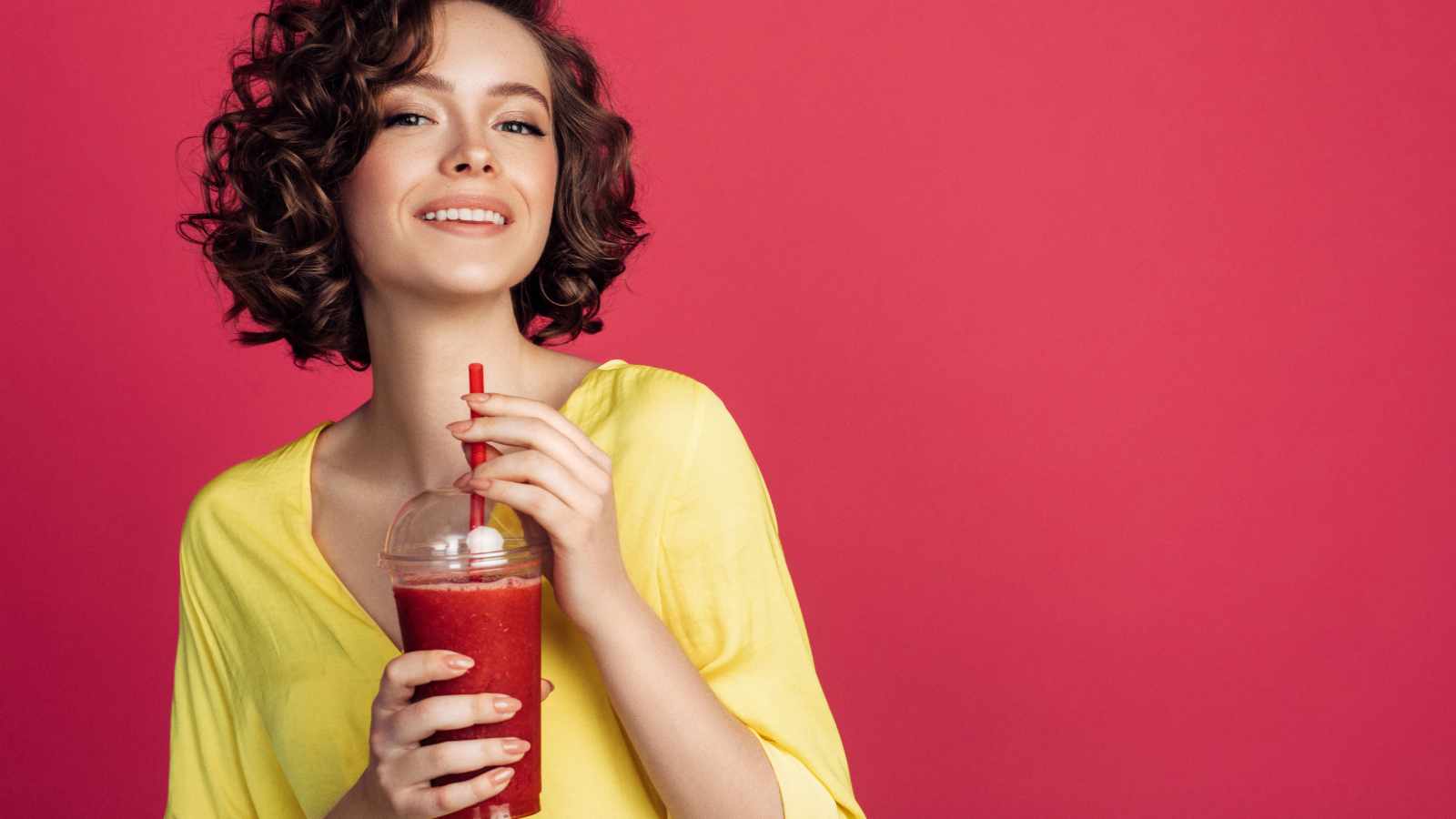 woman drinking juice