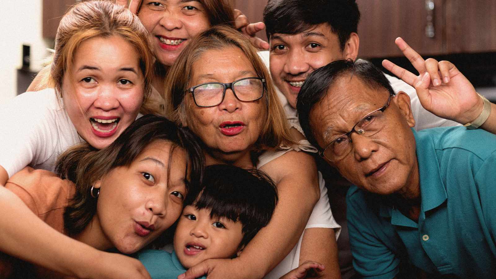 Family in a group photo