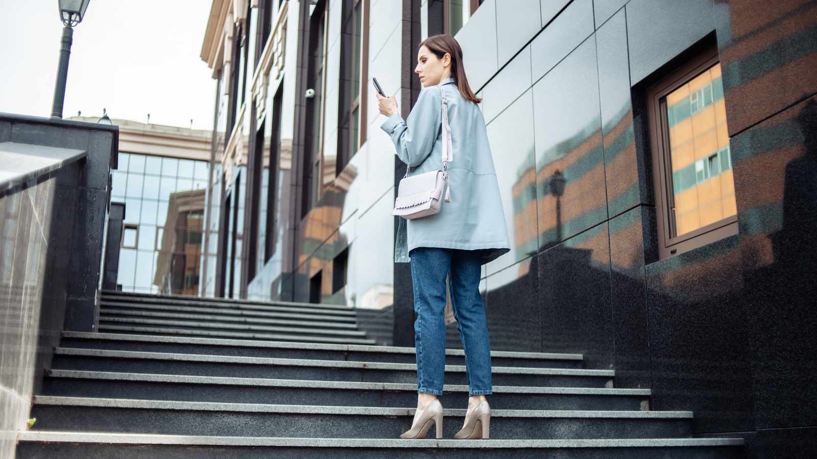 Lady taking stairs