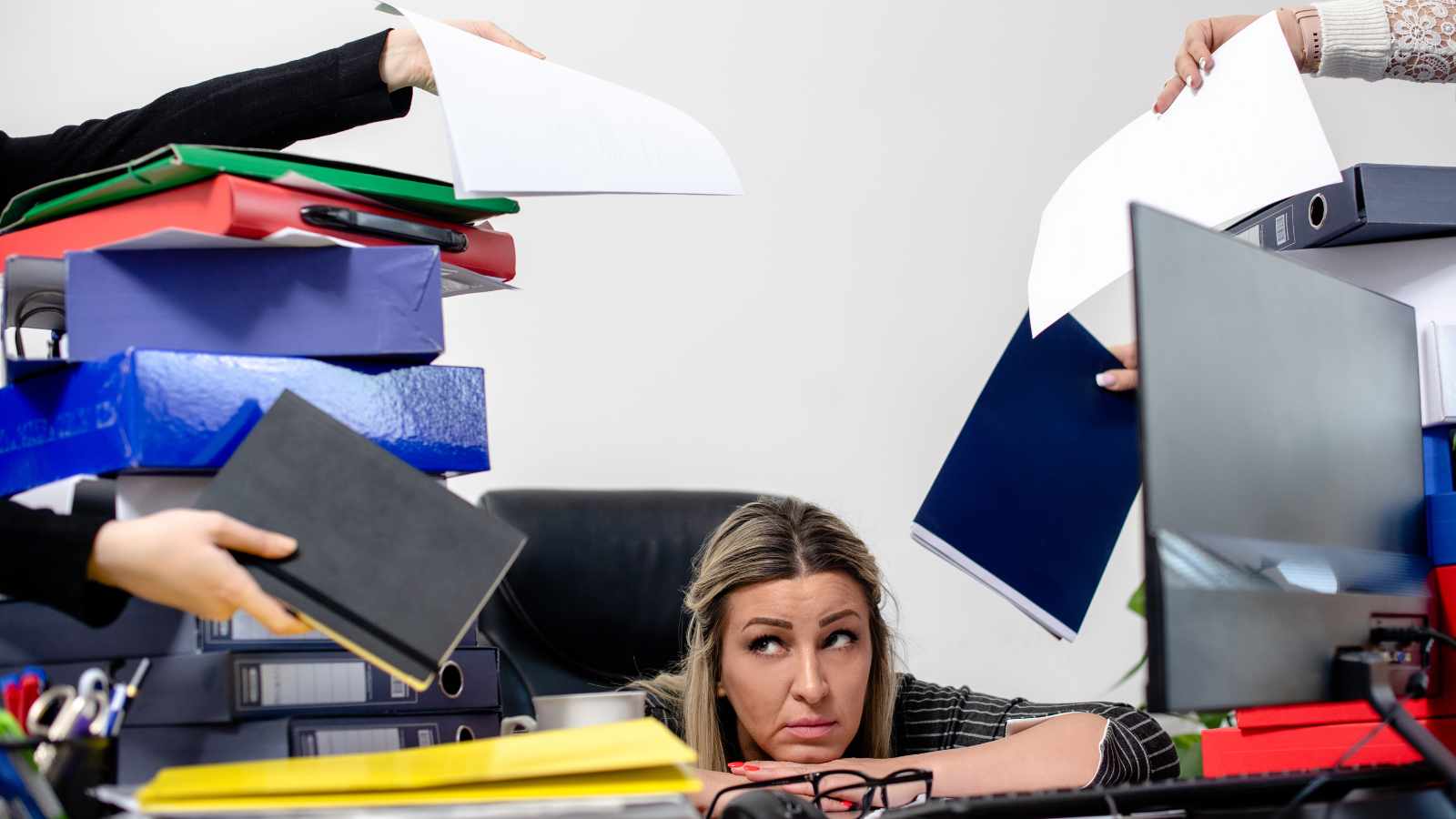 Lady drowning in tasks