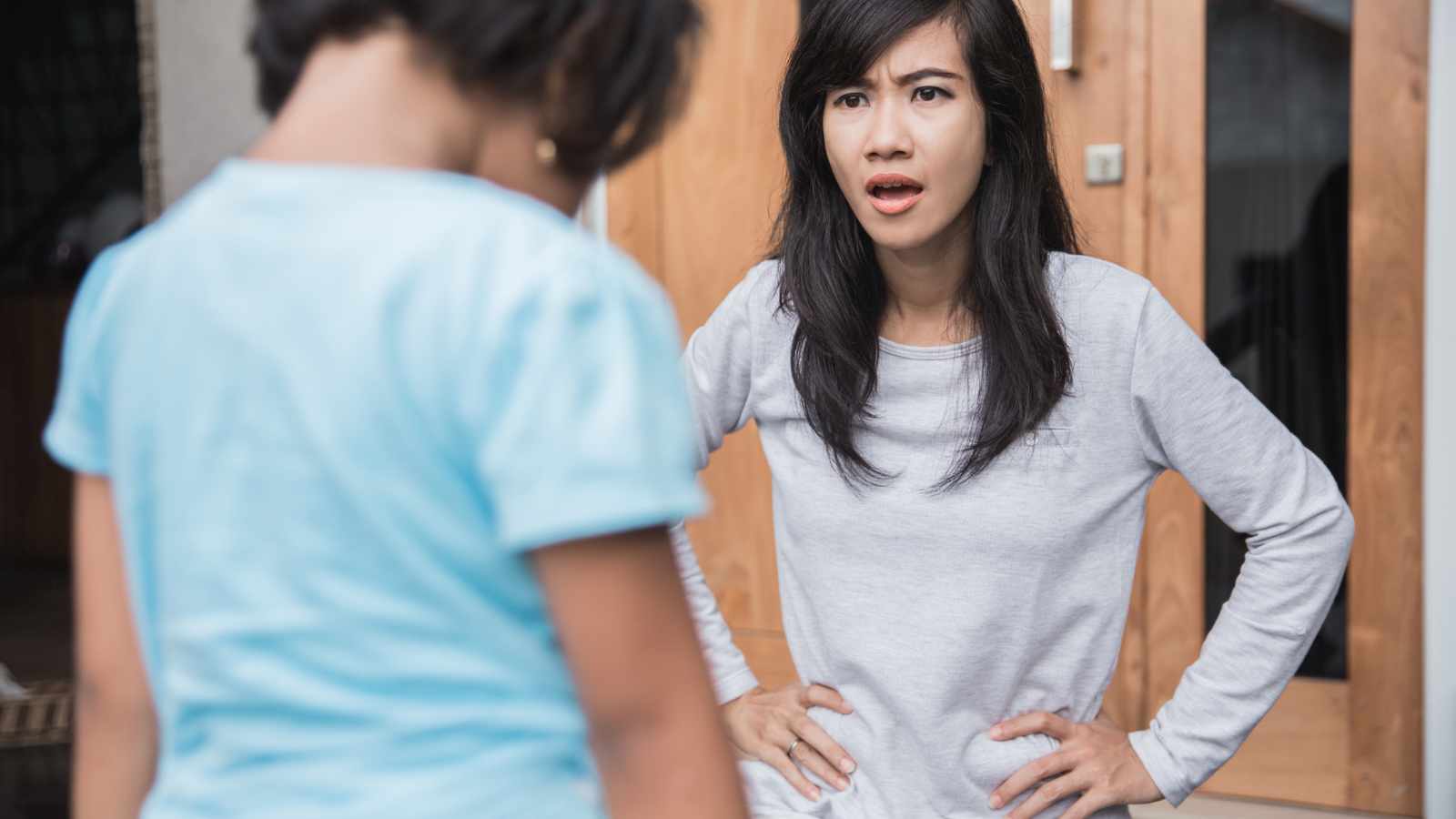 Woman scolding a child