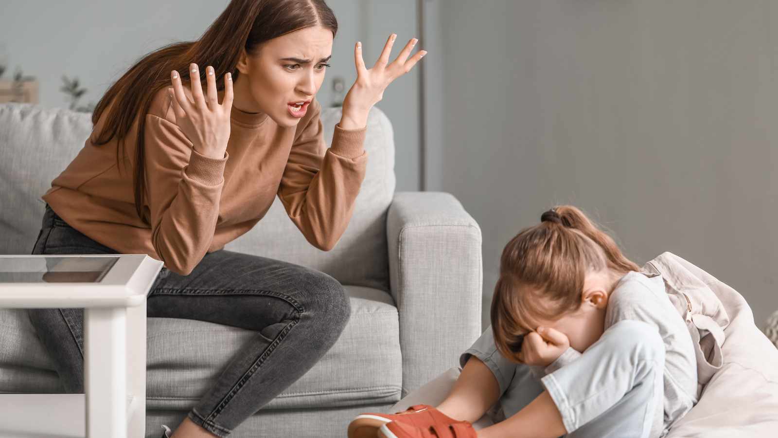 Woman screaming at a child