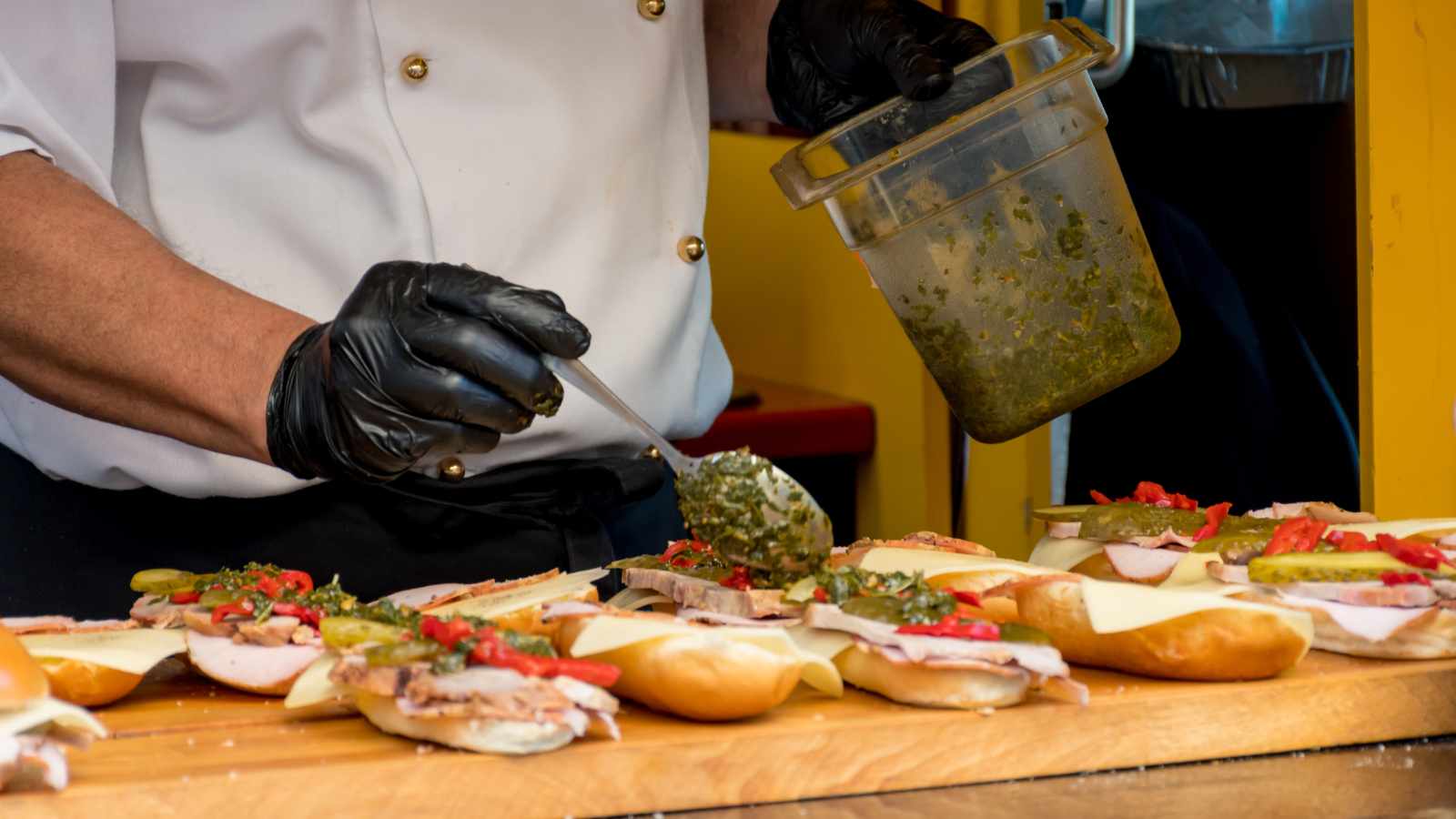 chef preparing subway sandwich