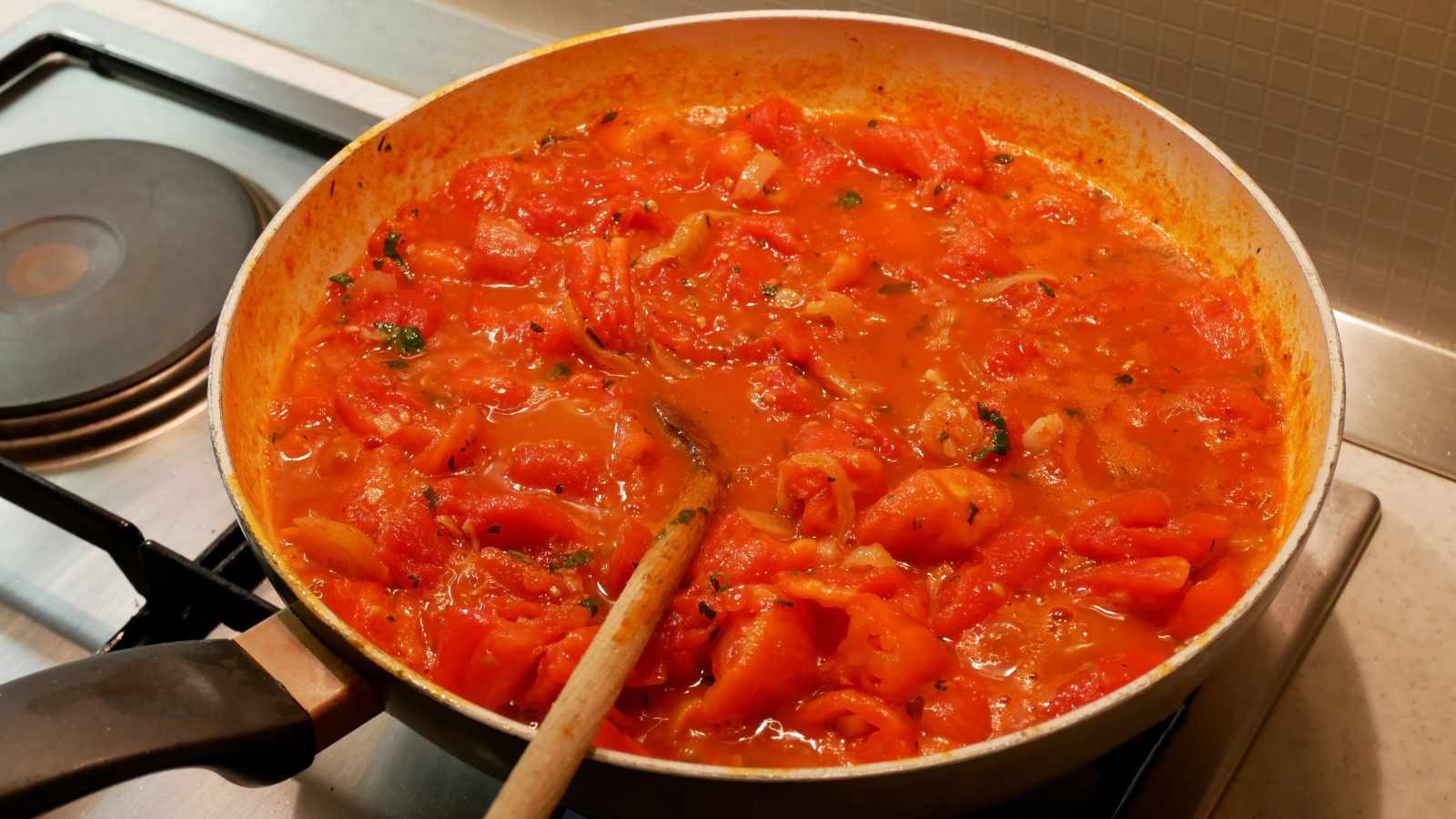 tomato sauce in a pan