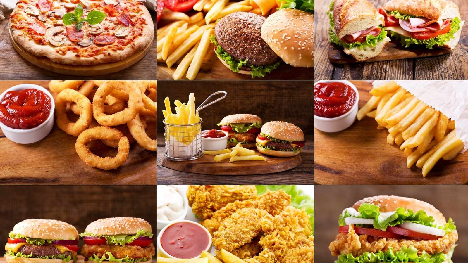 various fast food products