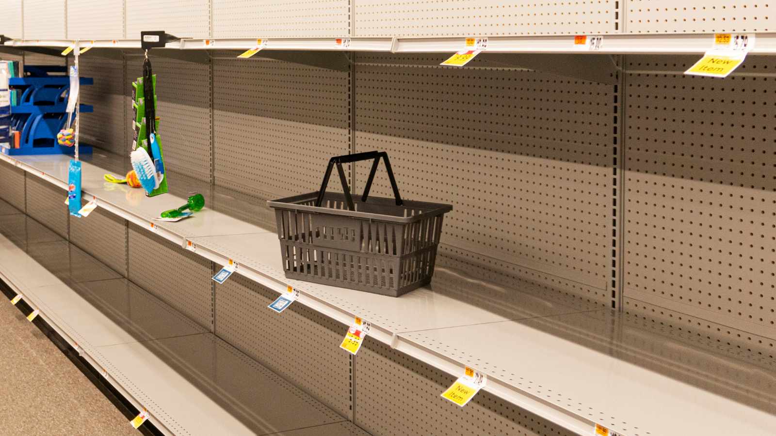 Empty shelves at a grocery store