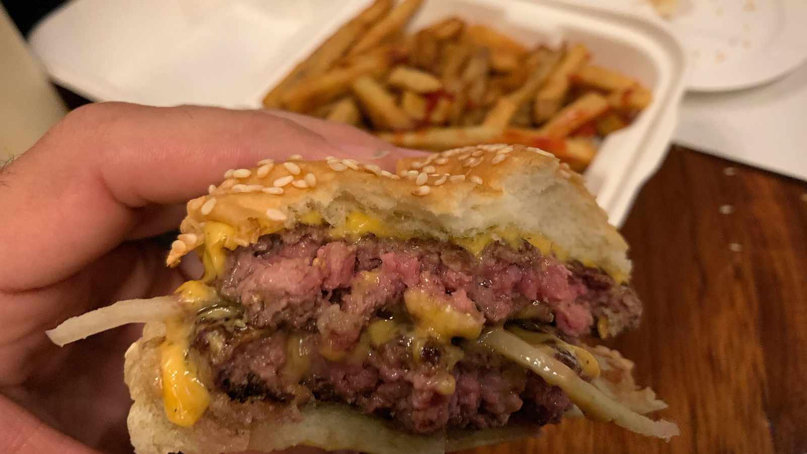 Rare hamburger