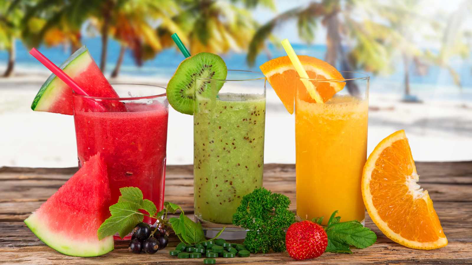 glasses of fresh fruit juice