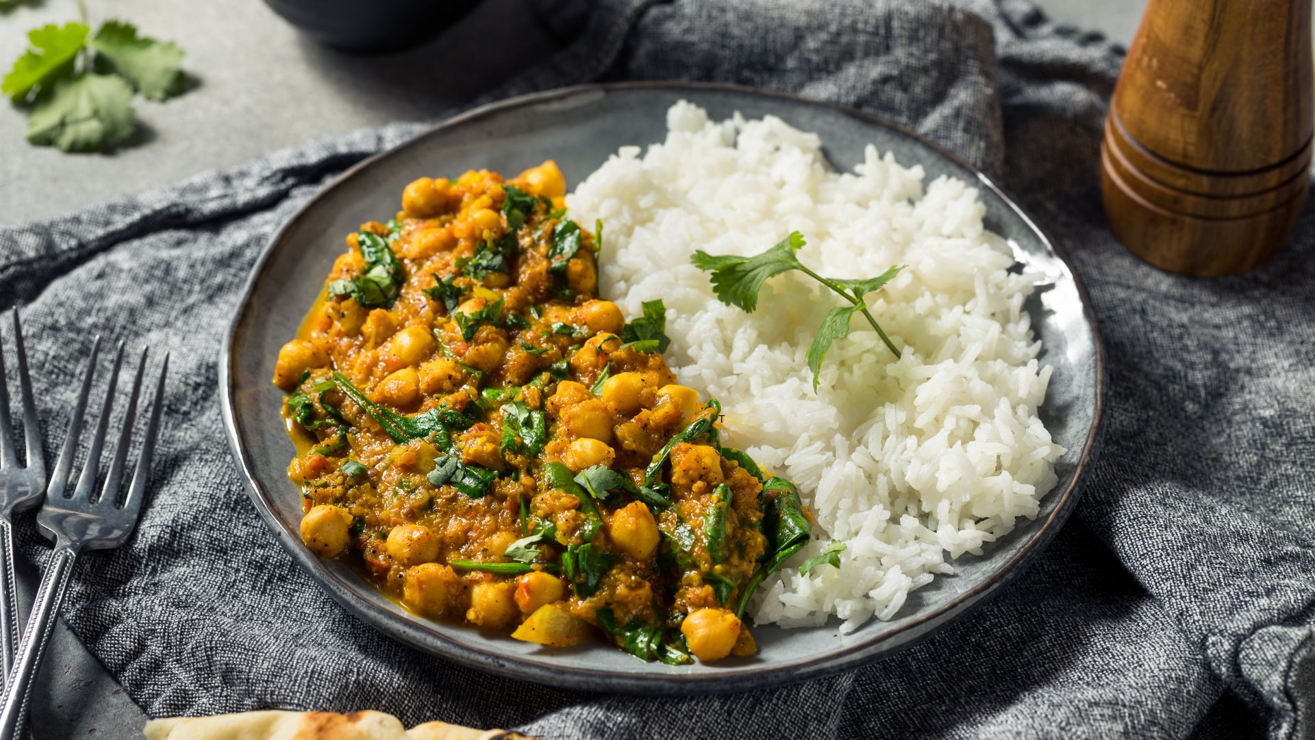 Chickpea and spinach curry